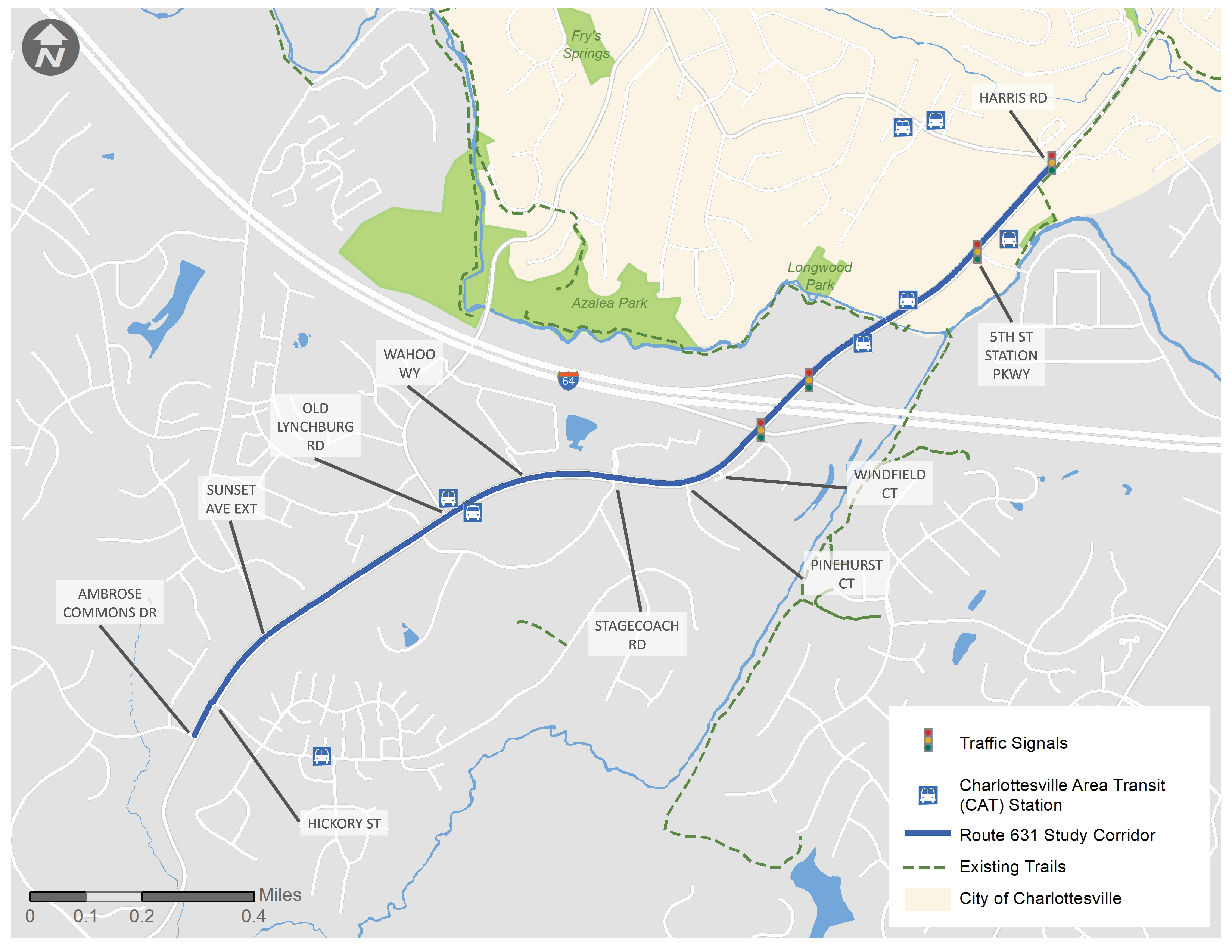 Map showing limits of Fifth Street corridor study