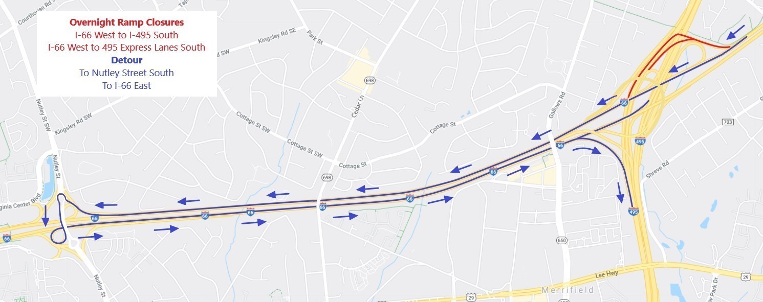 Detour for ramp closure