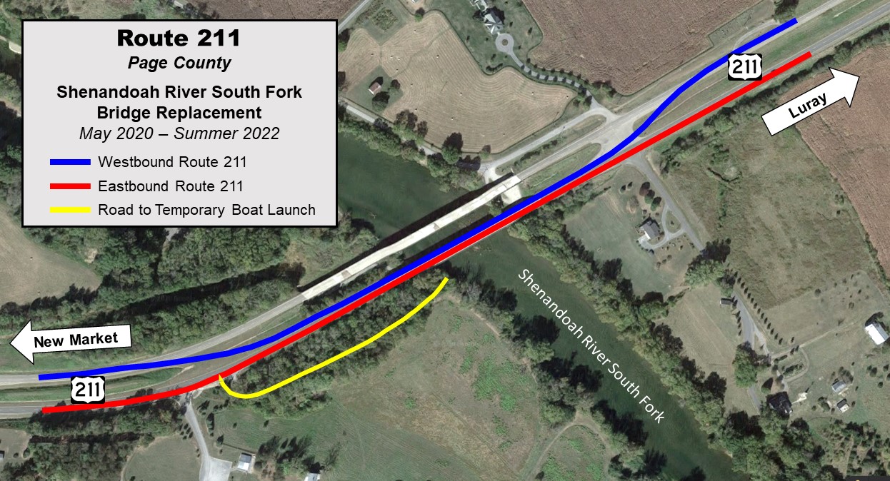 Map of Westbound Route 211 Temporary Detour